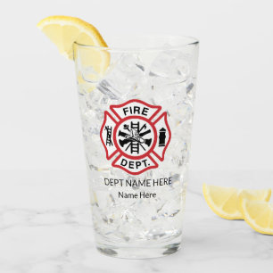 "Maltese Cross Firefighter Glass