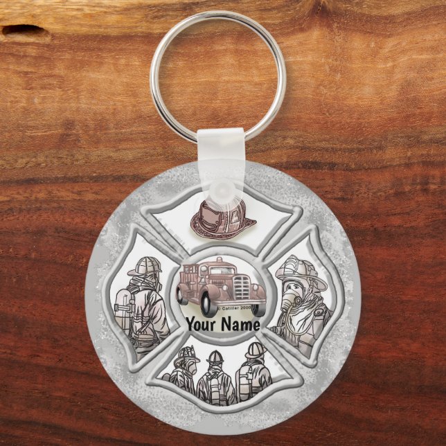 Maltese cross firefighter  keychain (Front)