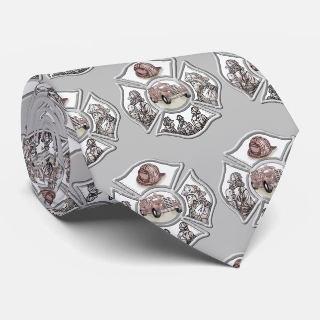 Maltese cross firefighter neck tie (Rolled)