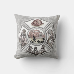 Maltese cross firefighter throw pillow