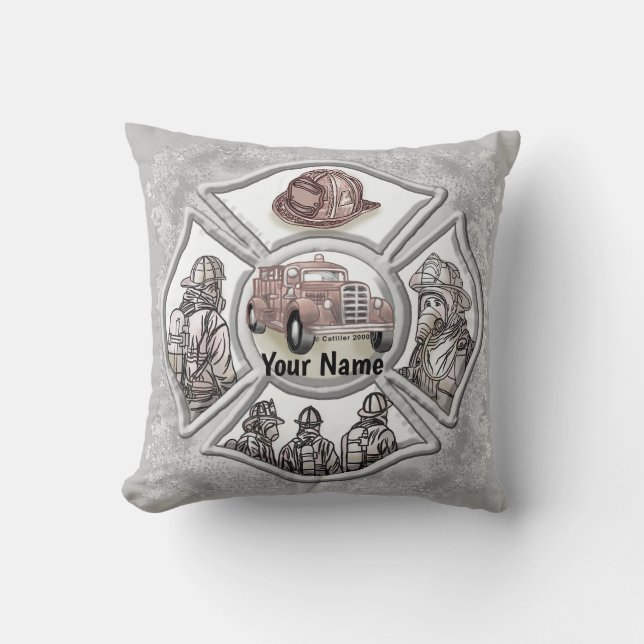 Maltese cross firefighter  throw pillow (Front)