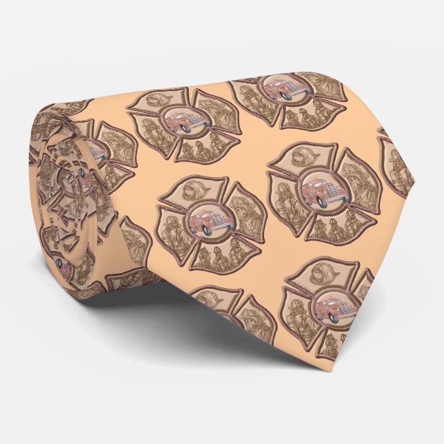 Maltese Cross Firefighter Tie (Rolled)