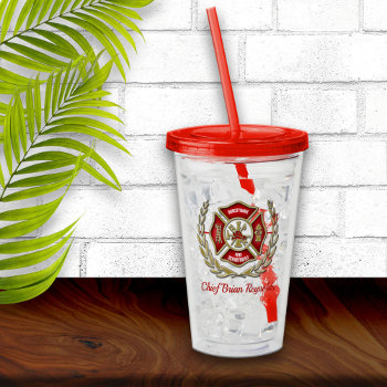 Maltese Cross Personalized Firefighter Acrylic Tumbler by reflections06 at Zazzle