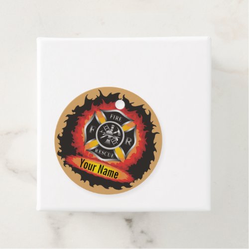 Maltese Cross Personalized Firefighter Favor Tags