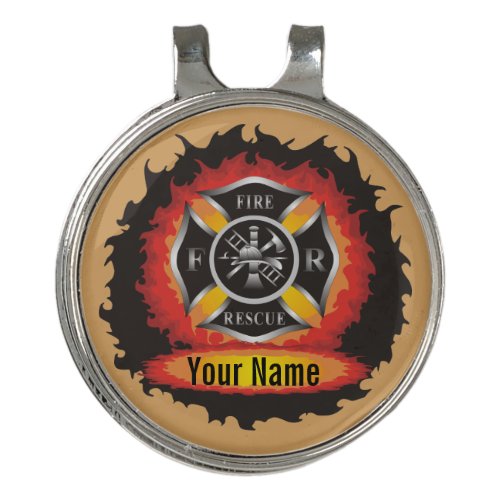 Maltese Cross Personalized Firefighter Golf Hat Clip