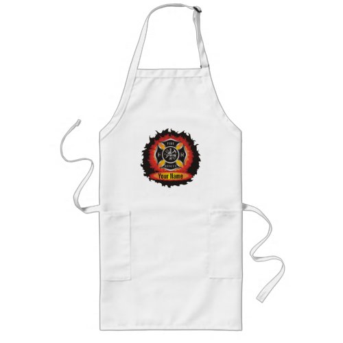 Maltese Cross Personalized Firefighter Long Apron