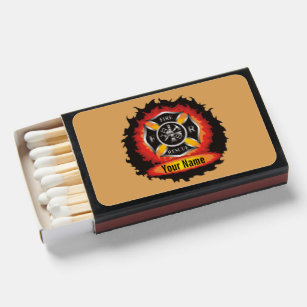 Maltese Cross Personalized Firefighter Matchboxes