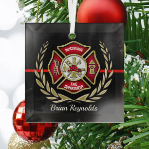Maltese Cross Personalized Firefighter Ornament