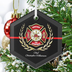 Maltese Cross Personalized Firefighter Ornament