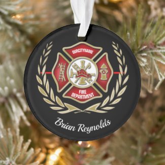 Maltese Cross Personalized Firefighter Ornament
