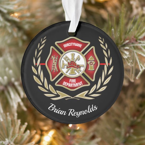 Maltese Cross Personalized Firefighter Ornament