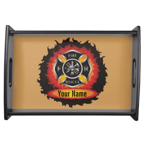 Maltese Cross Personalized Firefighter Serving Tray