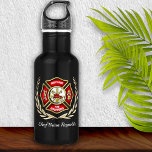 Maltese Cross Personalized Firefighter Stainless Steel Water Bottle<br><div class="desc">Firefighter's keepsake,  personalized water bottle. Perfect for birthdays,  promotions,  graduation or retirement.</div>