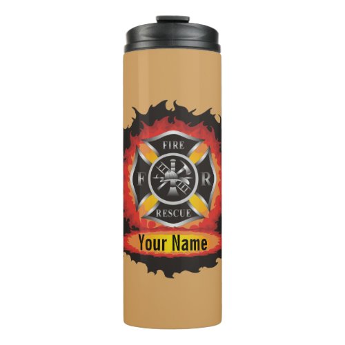 Maltese Cross Personalized Firefighter Thermal Tumbler