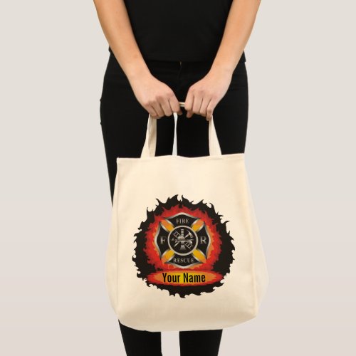 Maltese Cross Personalized Firefighter Tote Bag