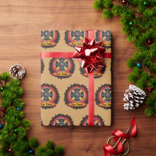 Maltese Cross Personalized Firefighter Wrapping Paper