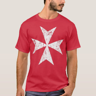 Maltese Cross small breastpocket white print T-Shirt