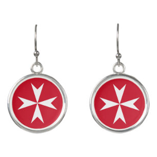 Maltese Cross Symbol Earrings
