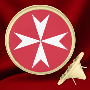 Maltese Cross Symbol Gold Finish Lapel Pin