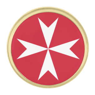 Maltese Cross Symbol Gold Finish Lapel Pin