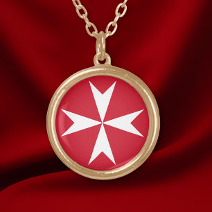 Maltese Cross Symbol Gold Plated Necklace