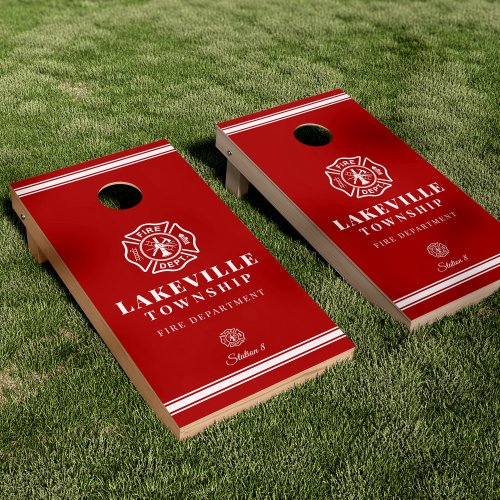 Maltese Cross Symbol Red Cornhole Set