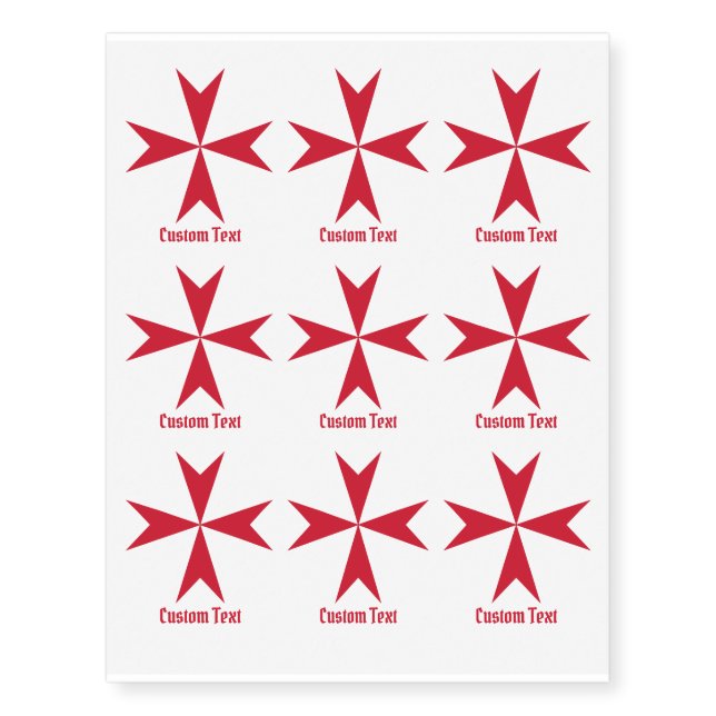Maltese Cross Symbol Temporary Tattoos (Front)