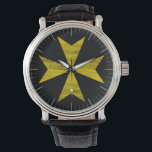 Maltese Cross Watch<br><div class="desc">The Maltese cross, also known as the Amalfi cross, is the cross symbol associated with the Knights Hospitaller (the Knights of Malta) and by extension with the island of Malta. The cross is eight-pointed and has the form of four "V"-shaped elements, each joining the others at its vertex, leaving the...</div>