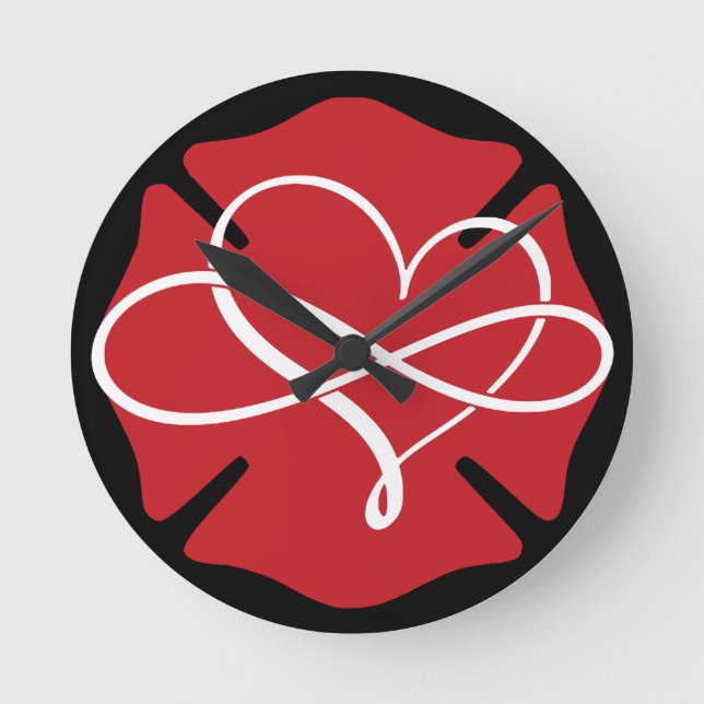 MALTESE CROSS with HEART and INFINITY Round Clock (Front)