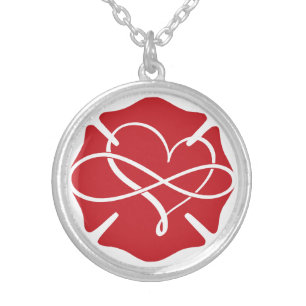MALTESE CROSS with HEART and INFINITY SYMBOL [MH8] Silver Plated Necklace