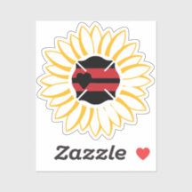 Maltese Cross with Red Line and Heart in Sunflower