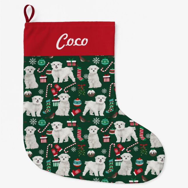 maltese custom name dog stocking (Front)