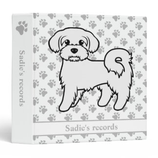 Maltese Cute Cartoon Dog &amp; Custom Text 3 Ring Binder