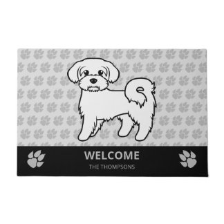 Maltese Cute Cartoon Dog &amp; Custom Text Doormat