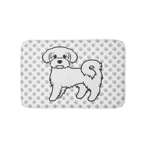 Maltese Cute Cartoon Dog Illustration Bath Mat