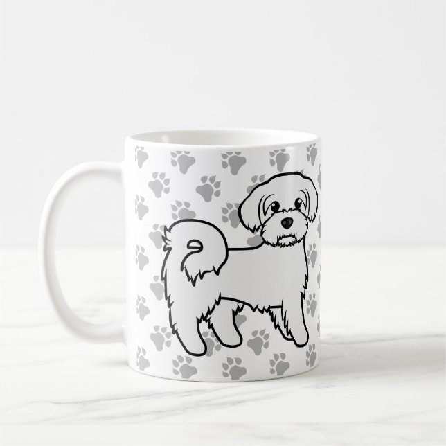 Maltese Cute Cartoon Dog Illustration Coffee Mug (Left)