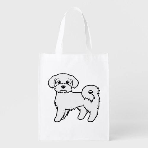 Maltese Cute Cartoon Dog Illustration Grocery Bag