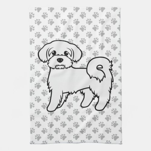 Maltese Cute Cartoon Dog Illustration Kitchen Towel