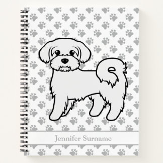 Maltese Cute Cartoon Dog Illustration &amp; Name Notebook