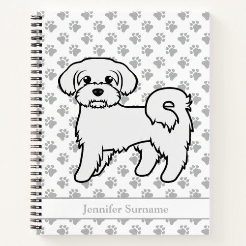 Maltese Cute Cartoon Dog Illustration  Name Notebook