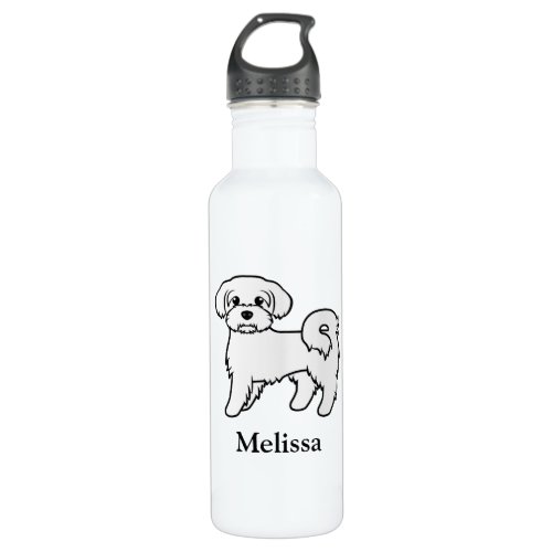 Maltese Cute Cartoon Dog Illustration  Name Stainless Steel Water Bottle