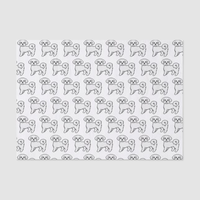Maltese Cute Cartoon Dog Illustration Pattern Tissue Paper (Front)
