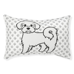 Maltese Cute Cartoon Dog Illustration Pet Bed