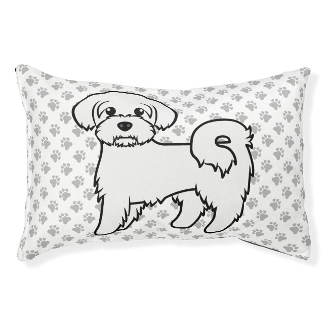 Maltese Cute Cartoon Dog Illustration Pet Bed (Front)