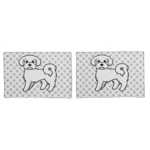 Maltese Cute Cartoon Dog Illustration Pillow Case