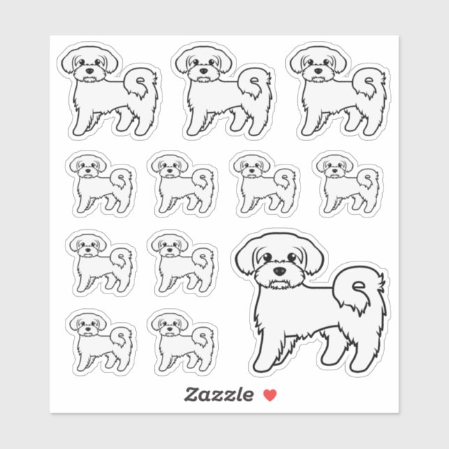 Maltese Cute Cartoon Dog Illustrations Sticker (Sheet)