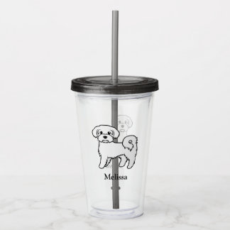 Maltese Cute Cartoon Dog With Custom Name Acrylic Tumbler