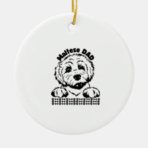 Maltese Dad Black and White Design Maltese Dog Ceramic Ornament