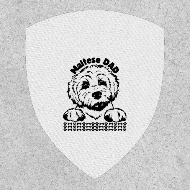 Maltese Dad Black and White Design  Maltese Dog Patch (Front)