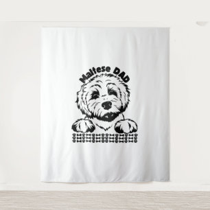Maltese Dad Black and White Design Maltese Dog Tapestry